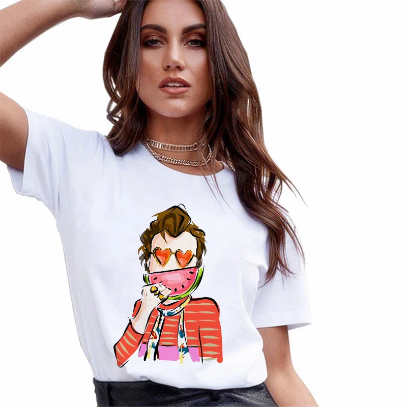 

Women's T-shirt Harry Cartoon Printed Tshirt Leisure Hipster T Shirt Lady Tees Ulzzang Harajuku Short Sleeve T-shirt Femme