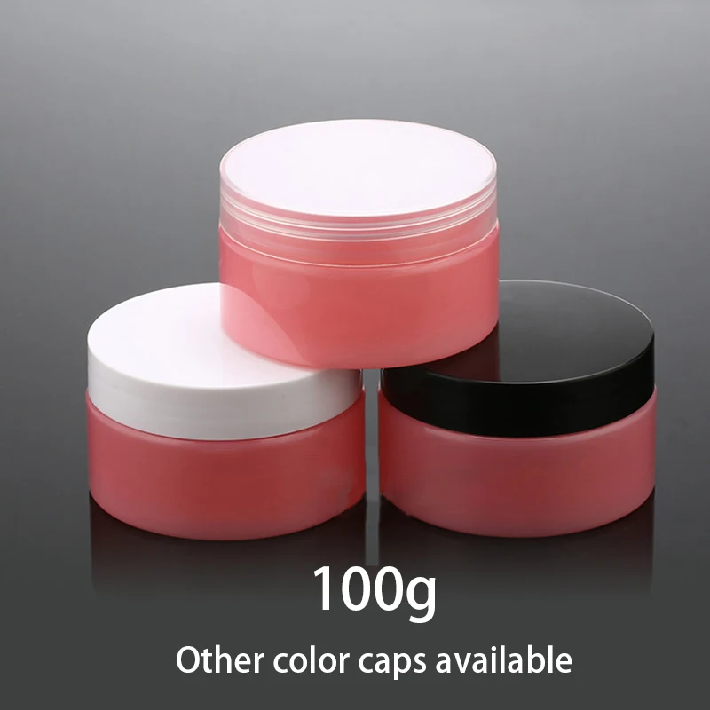 

100g Empty Pink Plastic Jar Cosmetic Cream Container Refillable Honey Gel Lotion Candy Spice Travel Packaging Storage Bottles