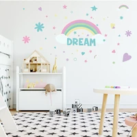tofok rainbow stars english love self adhesive wall sticker childrens room living room bedroom creative pvc wall papers