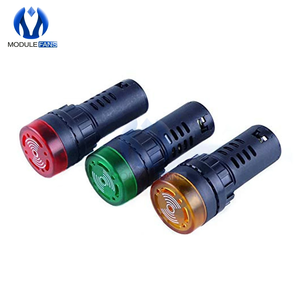 DC 12V 24V AC 110V 220V 22mm Flash СВЕТОДИОДНЫЙ световой индикатор тревоги сигнальная лампа Buzzer