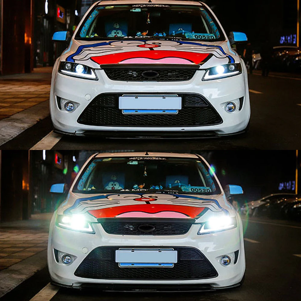 2 шт. светодиодный фары для Ford Focus 2009 2010 2011 Автомобильные ангельские глазки