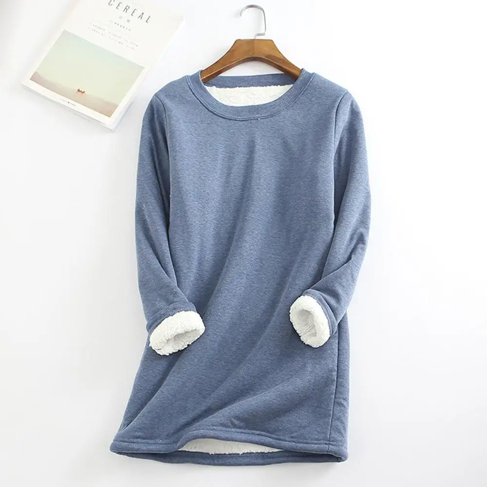 

2021 Autumn Winter Plus Velvet Long Sleeve Shirt Women Warm Thick Plus Size T Shirt Vintage Streetwear Slim Ladies Tops poleras