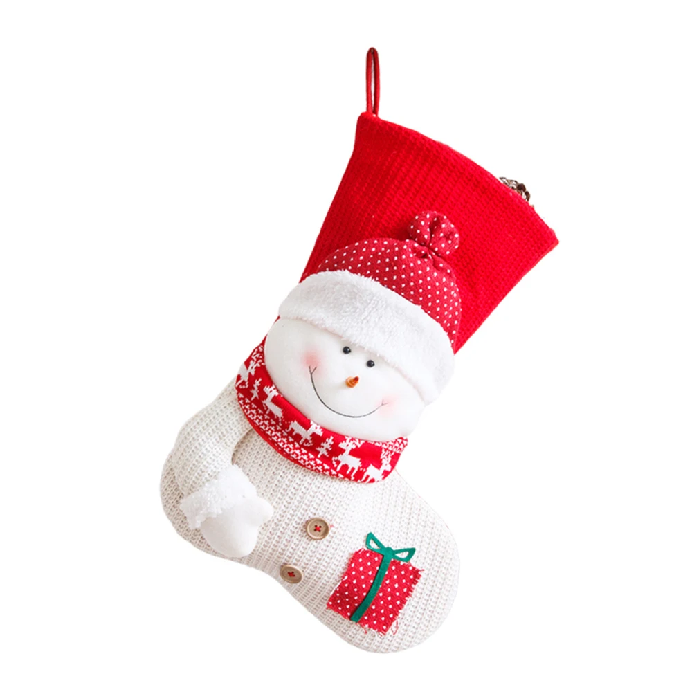 

Новый год 2021, носки с украшением в виде Клауса, подарок снеговика, Детские подвесные носки на рождественскую елку, женские теплые вязаные но...