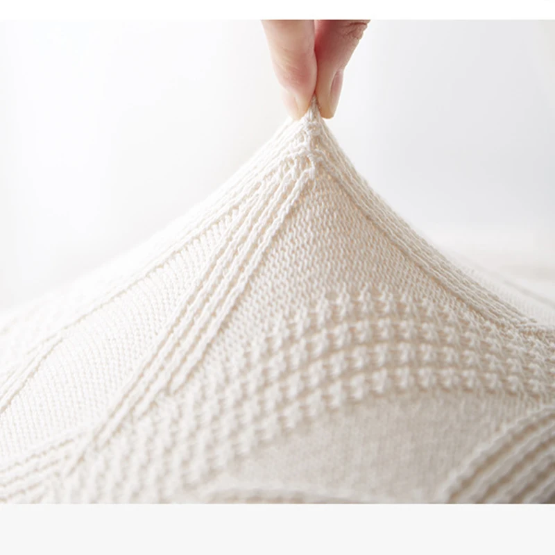 

Pure Color Modern Style Cotton Knitted Geometric Pattern Pillowcase Pillowcase Square Comfortable Pillowcase Sofa Cushion