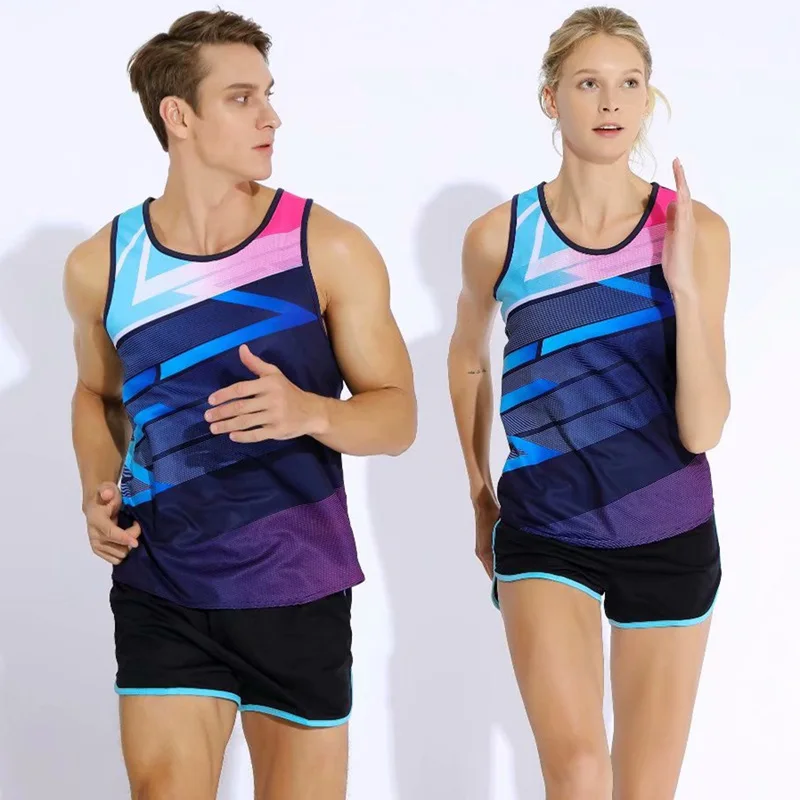 Men Women Running Sets Free Custom Name Marathon Jogging suit Vest+Shorts set Gym Racing kits Track and field Clothing Jogging