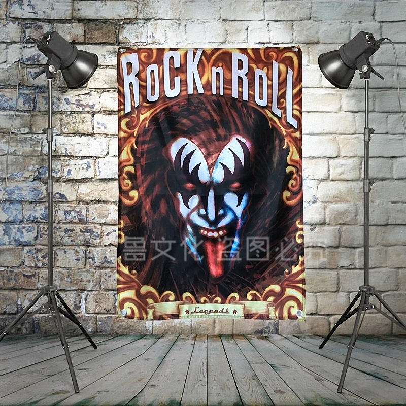

"KISS" Large Rock Band Flag Cloth Banners Wall paintings Retro Poster Mural Music Party Background Decor