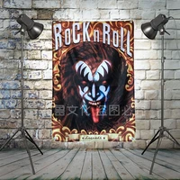 kiss large rock band flag cloth banners wall paintings retro poster mural music party background decor