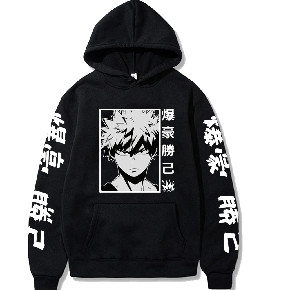 

Harajuku My Hero Academia Hoodies Men Women Long Sleeve Sweatshirt Bakugou Katsuki Anime Black HoodiesTops Clothes