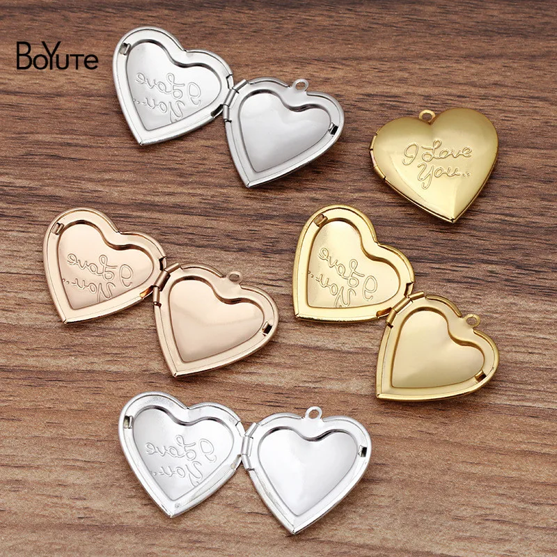 BoYuTe (10 шт./лот) 29*27 мм кулон в форме сердца I Love You Locket Factory Direct Wholesale Metal Brass с фото|locket