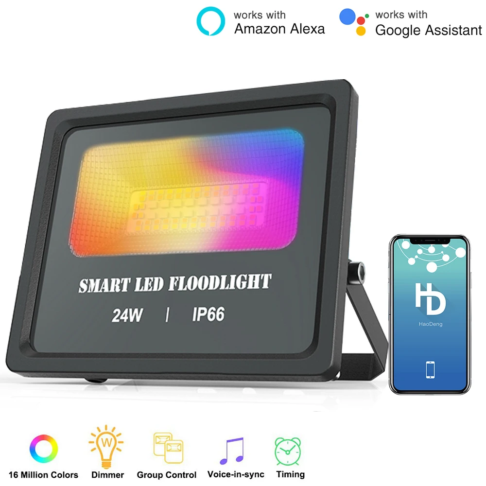 RGB умный светодиодный прожектор 24 Вт отражатель уличный Точечный светильник