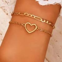ywzixln boho engraved punk multilayer hollow heart pendant bracelet accessories best gift for women wholesale b037