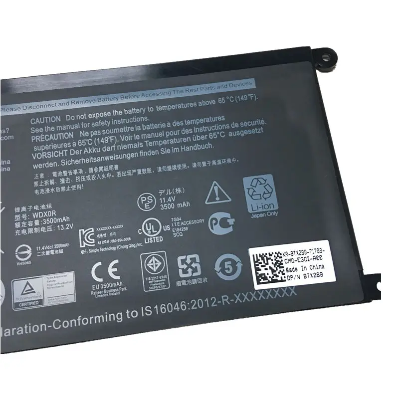 Ноутбук Замена литий-ионная батарея для DELL 15-5565 WDXOR 7000 7472 7460 7560 11,4 v 3500mAh 42wh
