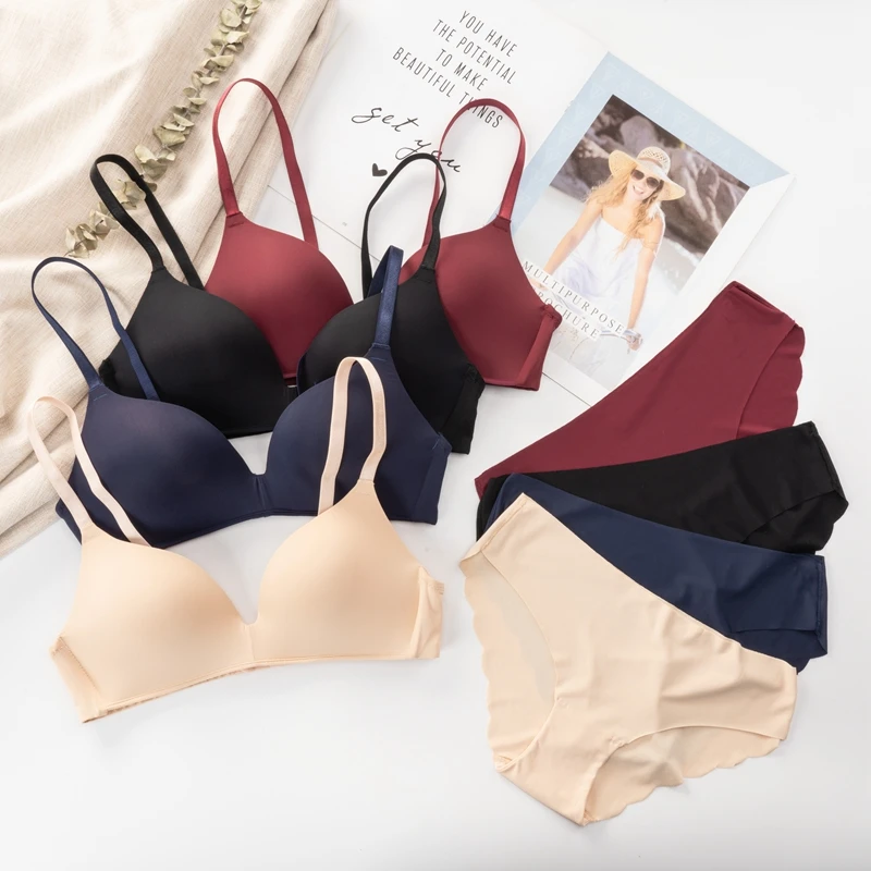 

Conjunto de sujetador sin costuras para la ropa interior de las mujeres conjunto de lenceria Push-Up sujetador sin aros y Panty