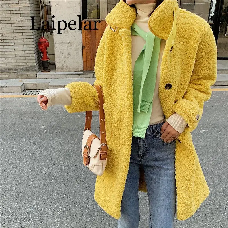 Пальто женское из искусственного меха Laipelar теплая длинная парка с мехом ягненка