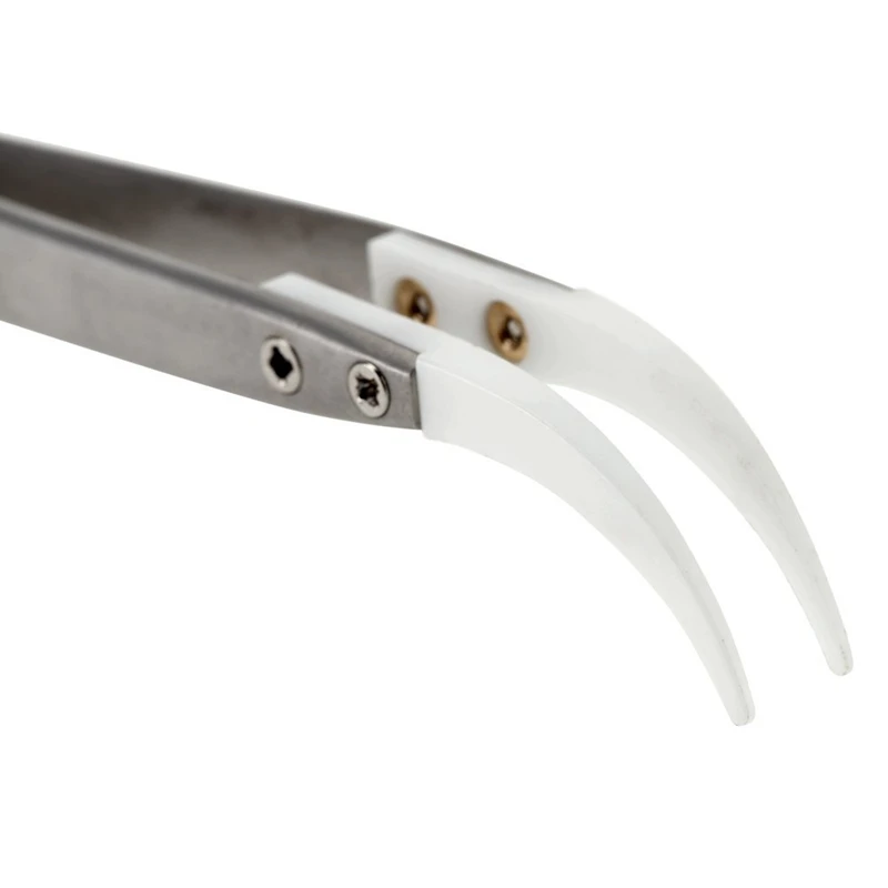 

Ceramic tweezers with stainless steel handle Refractory Curved Corrosion Resistant Acid Resistant pointed tweezers