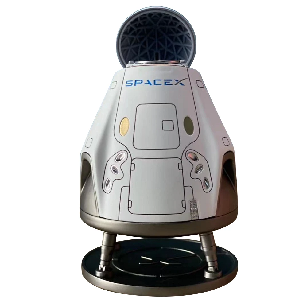 SpaceX-modelo de tienda de nave espacial, modelo de cohete, CrewDragon, puede abrir la cubierta frontal con asiento interno de nave espacial, soporte magnético, regalo