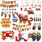 Одноразовая посуда для тематической вечеринки пожарного Sam, бумажная тарелка, чашка, пожарная машина, украшение для дня рождения, вечеринки, товары для будущей мамы