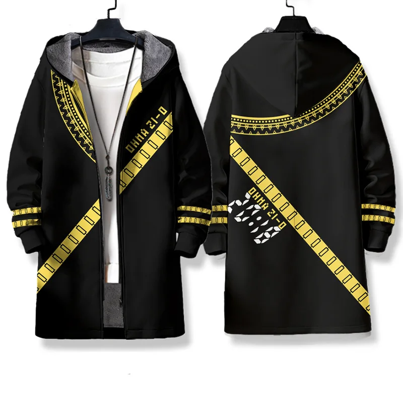 Куртка с капюшоном для мужчин и женщин повседневный жакет длиной в стиле аниме