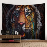 psychedelic animal tiger tapestry 3d printing tiger hippie art wall hanging meditation bohemian home dormitory decoration