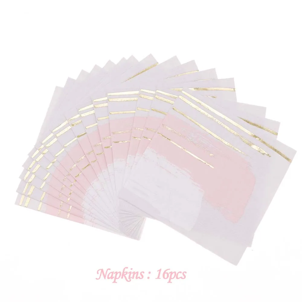 Napkins16pcs Розовый День рождения Рождество вечерние одноразовые письма с поздравлениями с днем рождения горячего тиснения бумажный стаканчик, тарелка салфетки - Цвет: Napkins16pcs