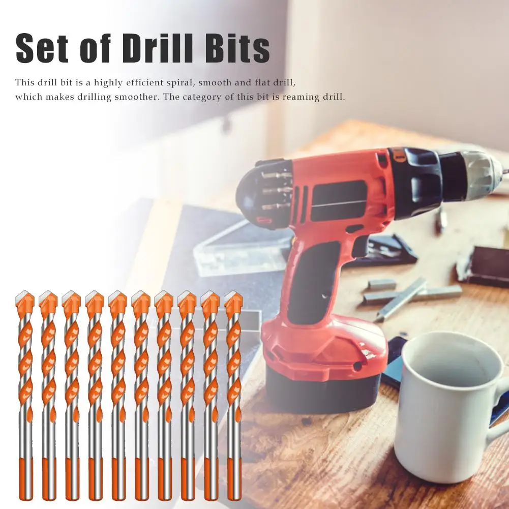 

Drill Bit Set Triangular Tip Drill Bit Kit 6mm 8mm 10mm 12mm Used In Ceramic Tiles, Glass, Brick Walls, Wood