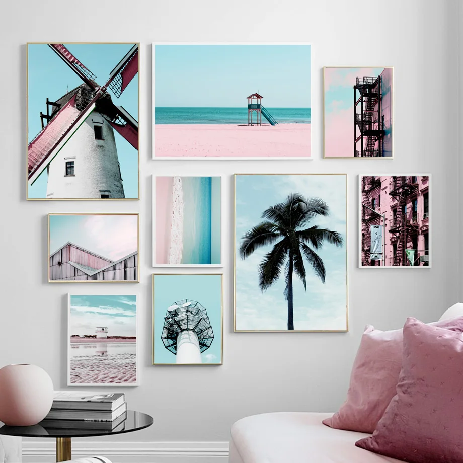 

Windmill Towel Coconut Tree Beach Nordic Posters And Prints Wall Art Canvas Painting Pictures For Home Living Room Decoration