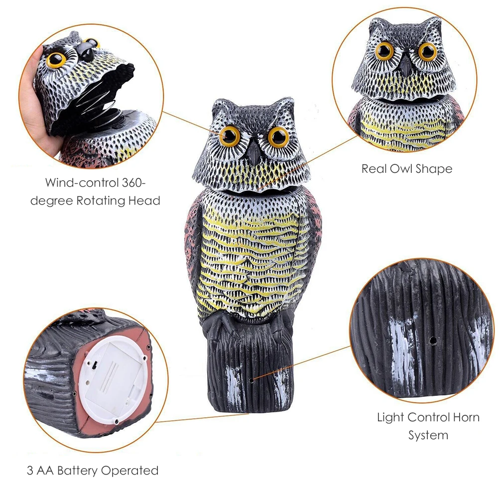 Садовое украшение статуя совы спугает птиц крыс с твитами Сова патио Декор