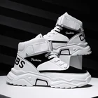 Высокие мужские кроссовки, теплая Повседневная Спортивная обувь из искусственной кожи для тренировок, модная трендовая обувь на толстой подошве с ремешком на липучке, новинка 2021, большой размер 44