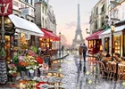 Алмазная 5D картина JIEME с изображением Парижа, цветов, улиц, полная Алмазная вышивка, пейзаж, стразы, мозаика, домашний декор, сделай сам, подарок
