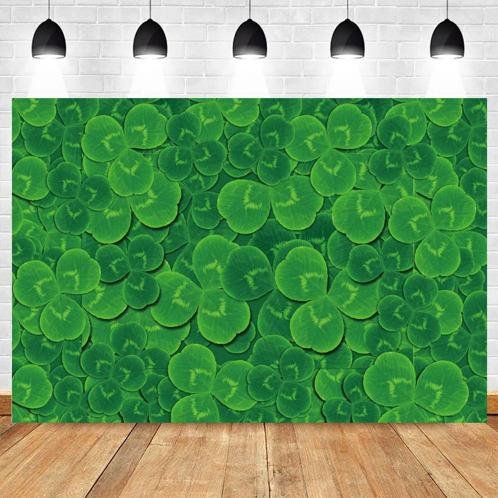 

Happy St. Patrick's Day Photography Backdrop Lucky Irish Green Shamrock Bokeh Background Kids Party Portraits Decor Photo Studio