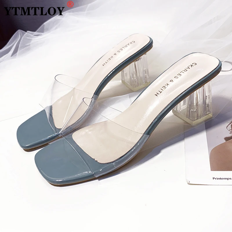 

New Women Sandals PVC Jelly Crystal Heel Transparent Women Sexy Leopard Clear High Heels Sandals Pumps Shoes Size 34-43