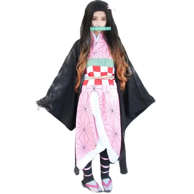 

Anime Kamado Nezuko Cosplay Kimono Uniform Demon Slayer Kimetsu No Yaiba Costume For Women Lolita Traditional Japan Clothing