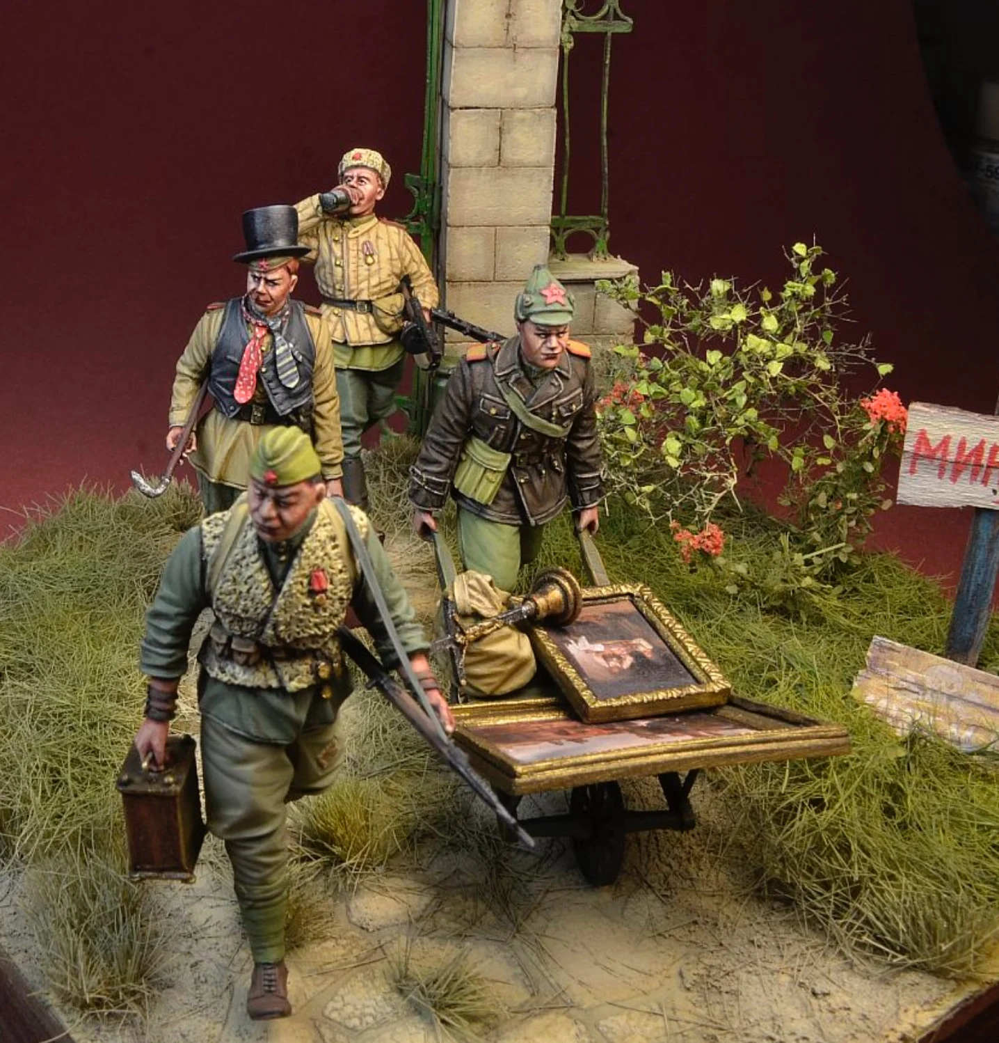 modelo de resina tema militar da segunda guerra mundial pessoas carrinho de kit sem montar sem