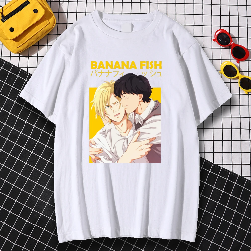 

Kohpweran Funny Comfortable Banana Fish Printed Tshirts Mens Creativity Simplicity Tees Shirts Creativity Breathable Clothes