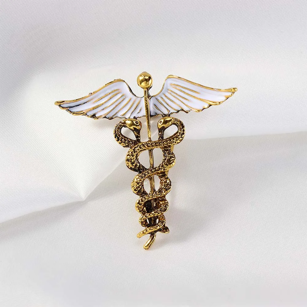 

Crystal Caduceus Pins Wing with Snakes Badge Brooches Lapel Pin Medicine Symbol Jewelry Gifts For Nurse Doctor Medical Students