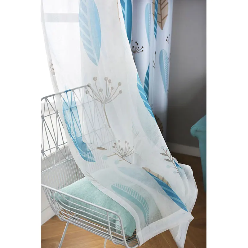 

Шторы blackout glsue с принтом листьев