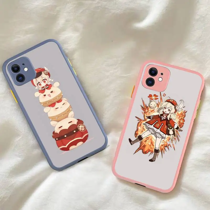

Genshin Impact Klee Phone Case for iPhone X XR XS 7 8 Plus 11 12 pro MAX Translucent Matte Shockproof Case