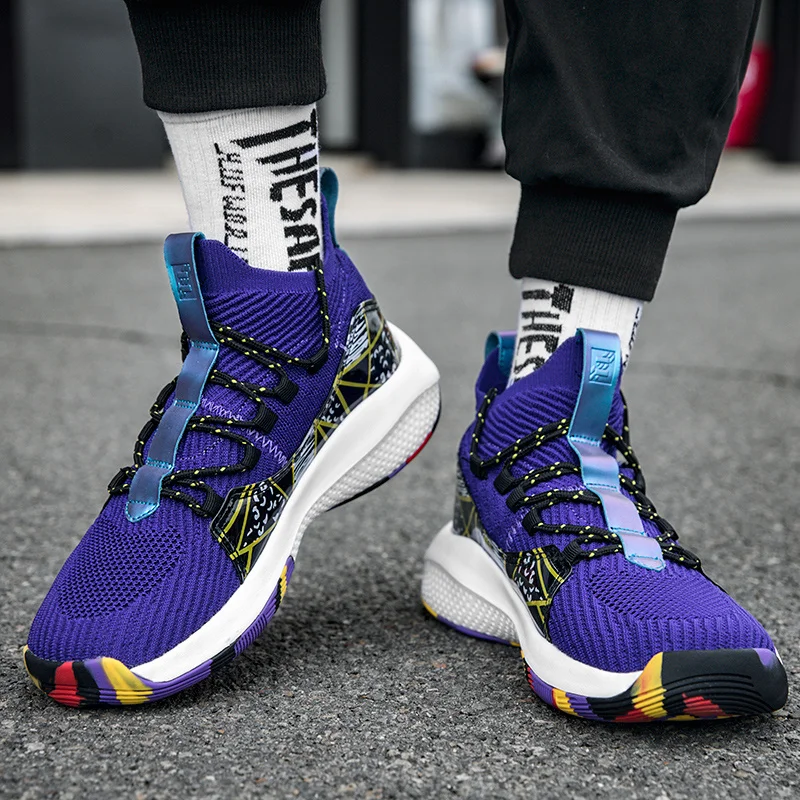 Fashion Breathable Kintting Sock Sports Shoes Men Women Chunky High Sneakers Basketball Outdoor Basketball Running Shoes for Men