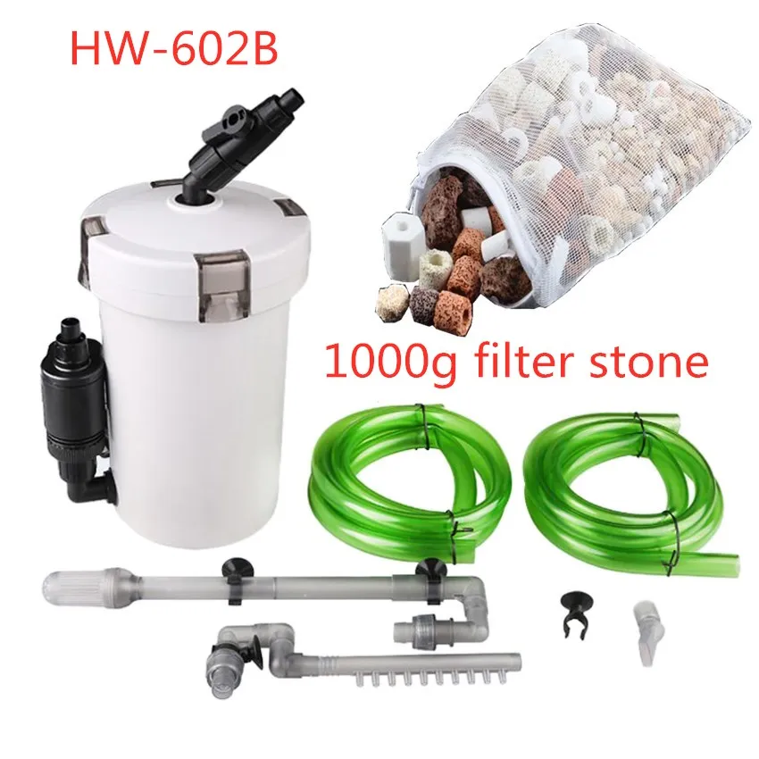 HW602B kit 1kg stone Канистра фильтр w/губка внутри канистра аквариумный фильтр с насосом ультра-тихий 20-120L бак HW602B HW603B - Цвет: HW602B kit 1kg stone