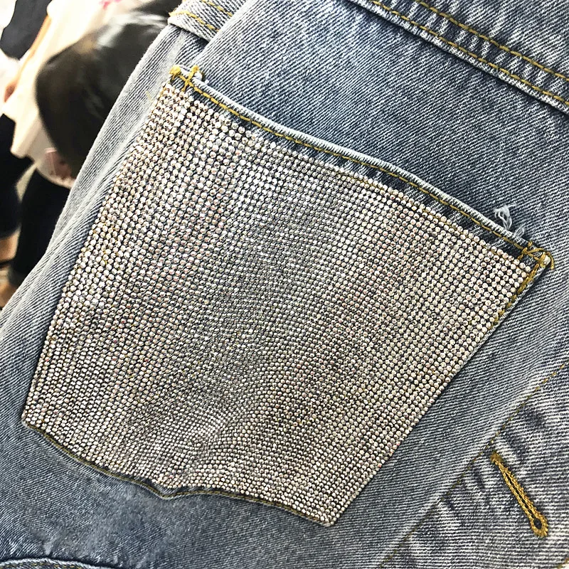 

2019 Spring Autumn New Cowboy Jacket Women Hot Drill Double Pockets Leisure Short Jean Coat Jackets Girls Loose Denim Coats