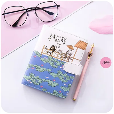 B Kawaii кожаный блокнот милый счастливый кот японская ручная книга ежедневник Filofax канцелярские принадлежности Школьные принадлежности подарок - Цвет: B