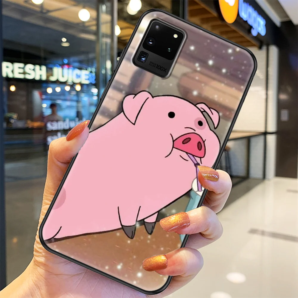 

Cute PINK Kawai Pig Phone case For Samsung Galaxy Note 4 8 9 10 20 S8 S9 S10 S10E S20 Plus UITRA Ultra black art shell tpu funda