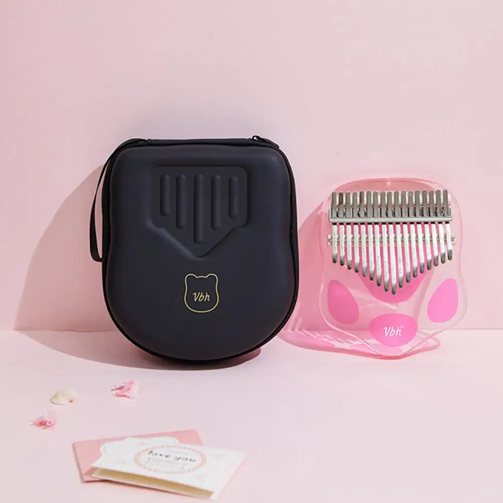 Прозрачная 17 клавиш Kalimba большой палец пианино милая розовая кошачья лапа