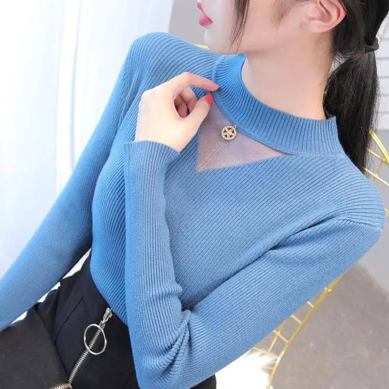 

Knitted Sweaters Women Turtleneck Pullovers Solid Stretch Korean Top Knit Size Harajuku 2021 Autumn Lady Unif Jumper Top