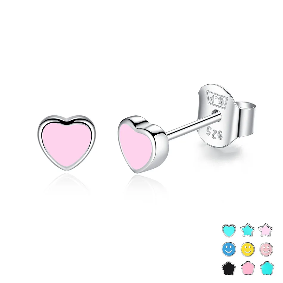 ELESHE романтические ювелирные изделия 2018 розовое эмалированное сердце серьги со