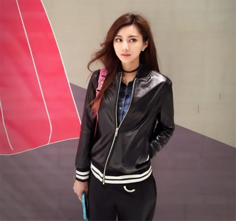 Moda italiana primavera otoño ropa de mujer piel de oveja auténtica natural de piel de cordero chaqueta de pareja negro xxl