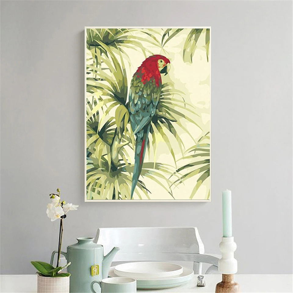 AZQSD взрослых картина маслом по номерам попугай &quotсделай сам&quot Unframe Раскраска