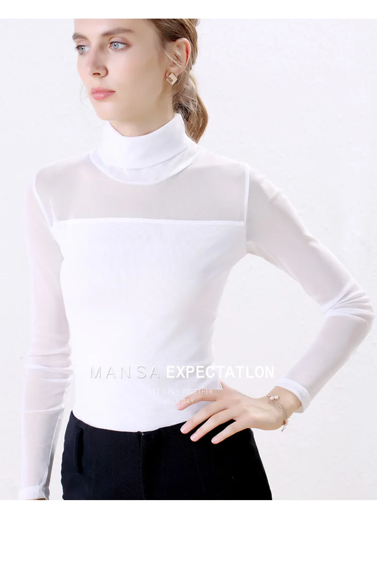 Модная водолазка пуловер футболки тонкое нижнее белье размера плюс одноцветная