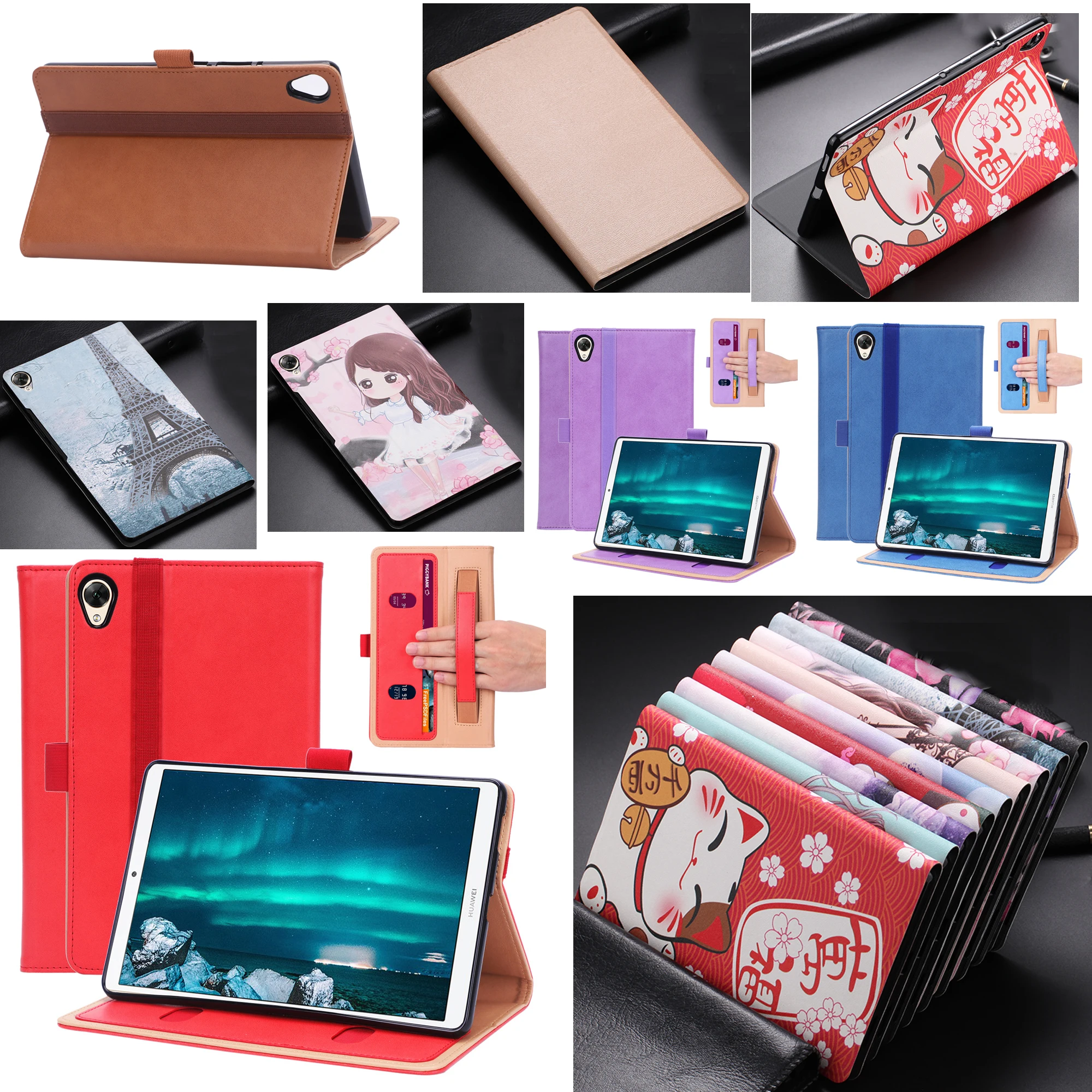 Cowhide Leather Skin Case Funda Capa Flip Stand Coque Magnet Smart Cover For Huawei Mediapad M6 8.4 2019 VRD-W09/AL09 +Film +Pen |