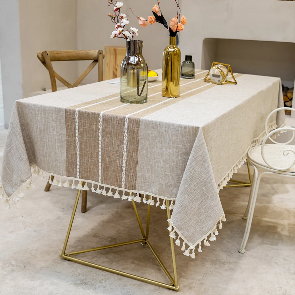 Скатерть Battilo из 100% льна Водонепроницаемая маслостойкая Толстая скатерть для